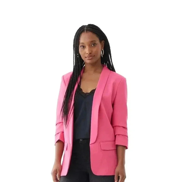 Scoop Women’s Boyfriend Blazer with Scrunch Sleeves - Picture 1 of 10